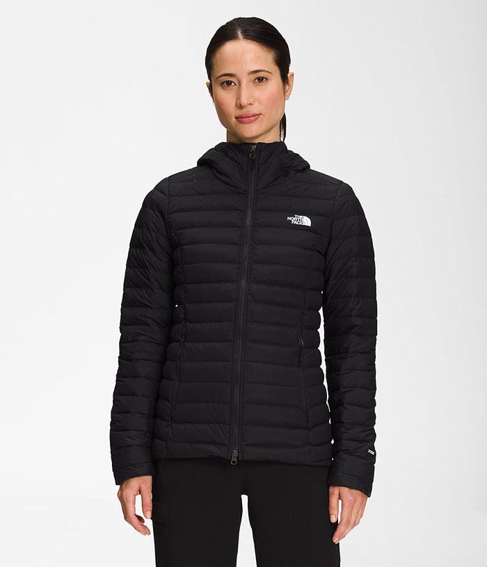 The North Face Womens Puffer Jacket Stretch Hoodie 308SDLCFQ - Black